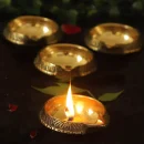 Set of 4 Antique Brass Diya Oil Lamp (2.3 inch)