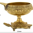Brass Diya Engraved Design Dia with Turtle Base  (1Pcs) 2.5 inch