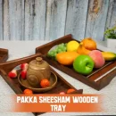 Sheesham Wooden Handcrafted Rectangular Serving Platter Tray  (Pack of 3)