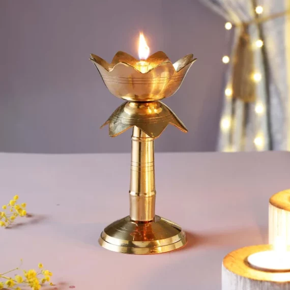 Brass lotus diya for home and temple
