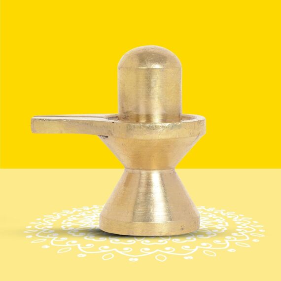 Shivling Idol for Mandir | Brass Lingam for Home and Office Decor | Yellow Antique Finish