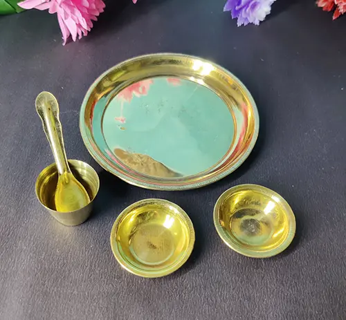 Small size brass pooja thali (4.5 inches)