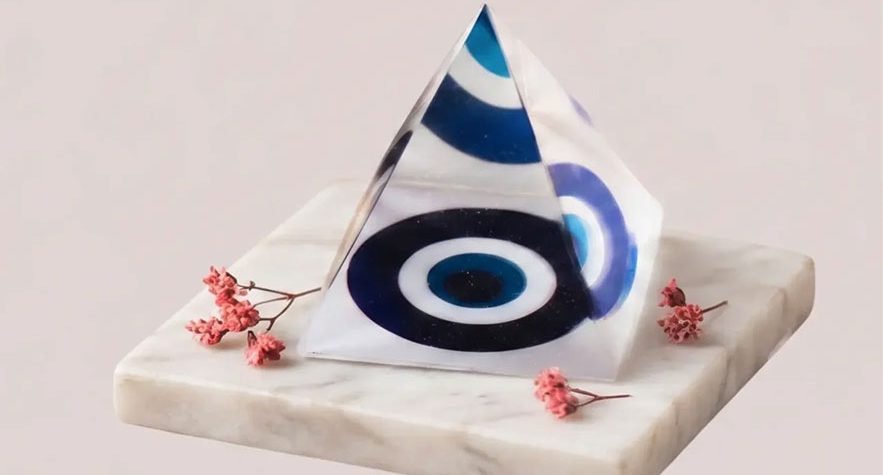 Evil eye crystal pyramid