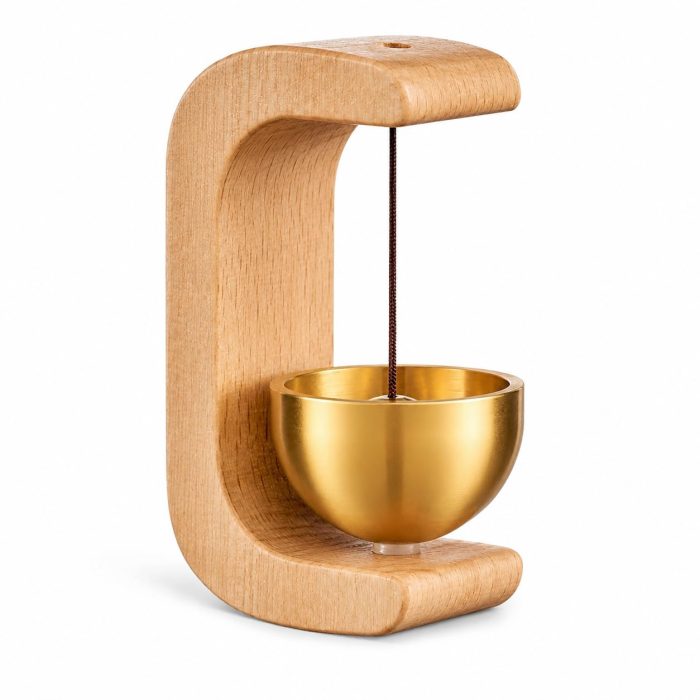 Wooden door chime with brass bell for home and shop entrance