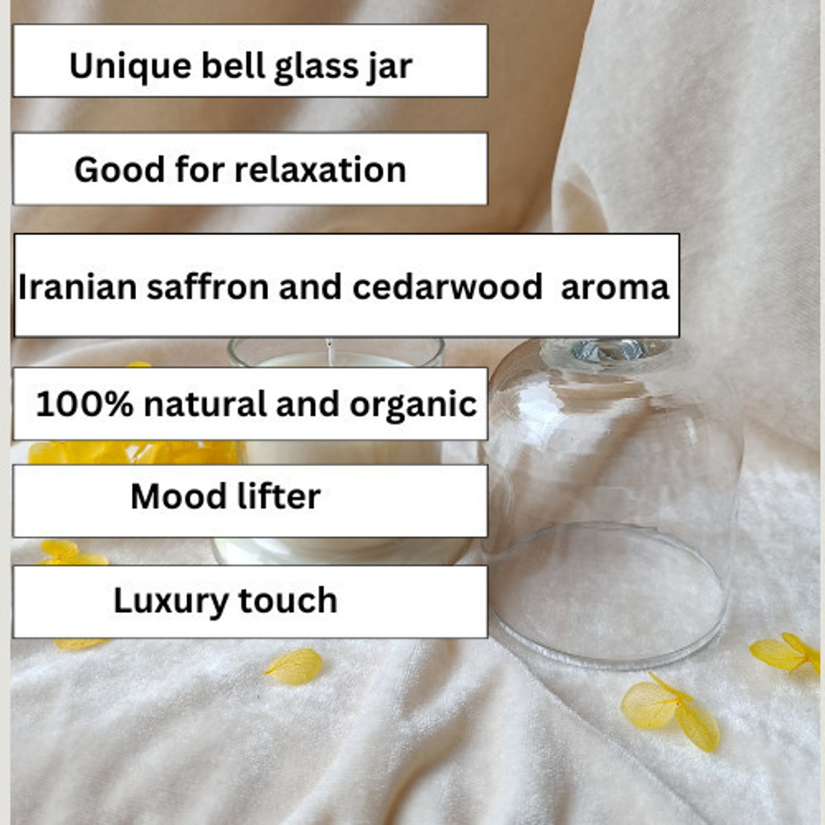 Decor D style Glass Bell Jar Candle With Cedarwood And Iranian Saffron Aroma Candle - Image 3