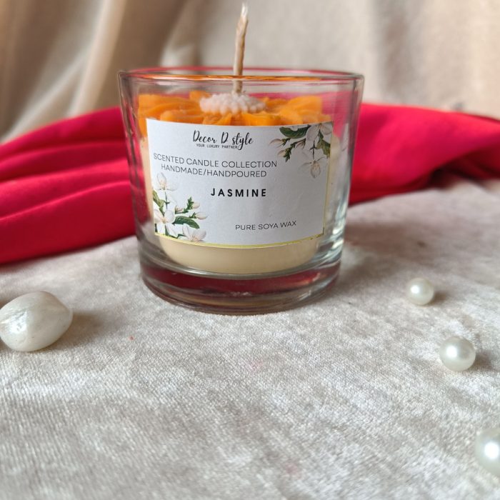 Decor D style Daisy Flower Orange Candle – Jasmine scent Candle