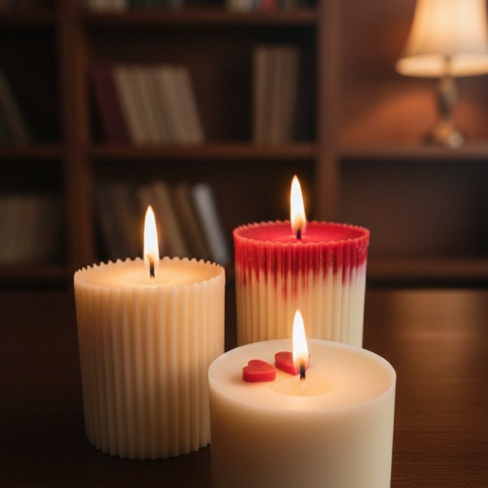 Decor D style Decorative Pillar Candle with Rose aroma (Set of 3) | Handmade Candle