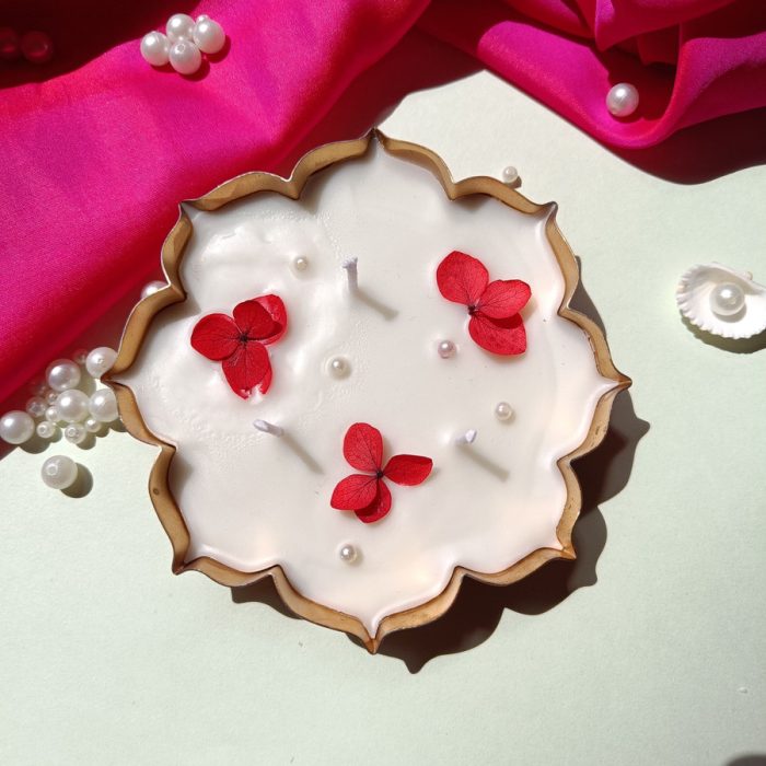 Decor D style Lotus Urli Candle Set, Rose Scented, Floral Design, Home Decor and Gift Candle