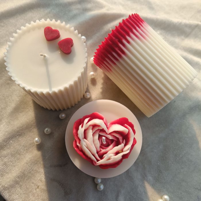 Decor D style Rose scent tri combo pillar candle set ,Home decor and Festive use Candle