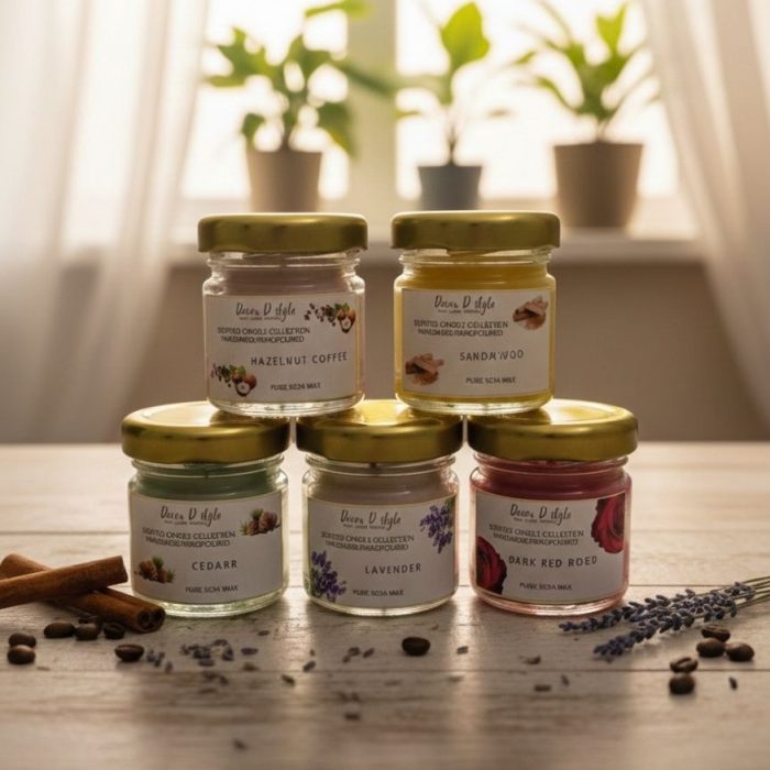 Decor D style Color blast combo of 5 scente candle:sandalwood,rose,lavender,cedarwood,coffee Candle